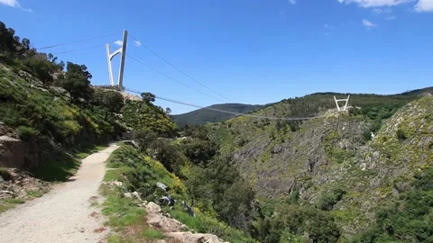 516 Arouca - Largest suspension bridge in the world - Paiva River in Portugal Stock Footage 153496766