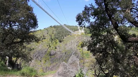 516 Arouca - Largest suspension bridge in the world - Paiva River in Portugal Stock Footage 153496773