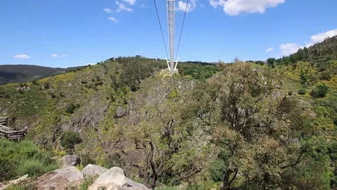 516 Arouca - Largest suspension bridge in the world - Paiva River in Portugal Stock Footage 153496786