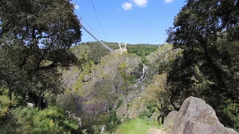 516 Arouca - Largest suspension bridge in the world - Paiva River in Portugal Stock Footage 153496788
