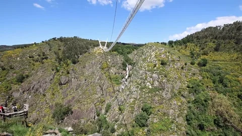 516 Arouca - Largest suspension bridge in the world - Paiva River in Portugal Stock Footage 153496800