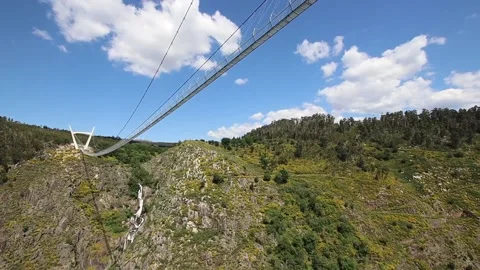 516 Arouca - Largest suspension bridge in the world - Paiva River in Portugal Stock Footage 153496829