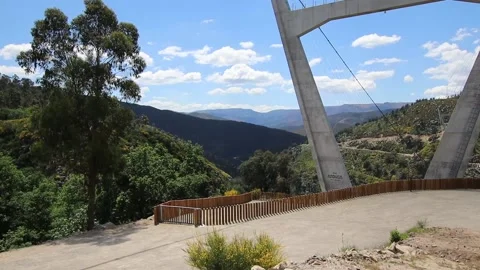 516 Arouca - Largest suspension bridge in the world - Paiva River in Portugal Stock Footage 153496936