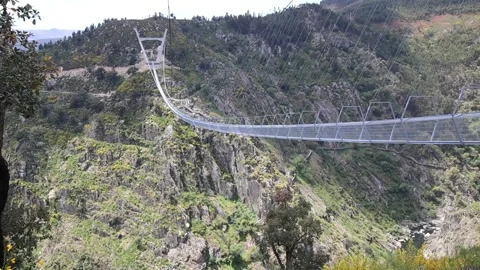 516 Arouca - Largest suspension bridge in the world - Paiva River in Portugal Video stock 153496938