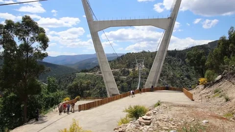516 Arouca - Largest suspension bridge in the world - Paiva River in Portugal Stock Footage 153496954