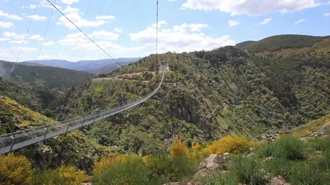 516 Arouca - Largest suspension bridge in the world - Paiva River in Portugal Stock Footage 153496990