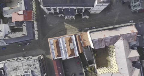 (5.1K HDR) Top-Down Flyover of UNESCO site, City Hall, Olomouc, Czech Republic 動画素材 236610517