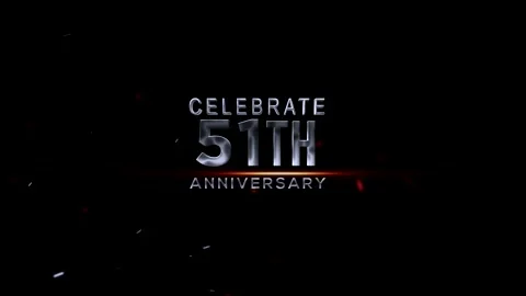 51th Anniversary celebration with silver text on dark background Video stock 343669123