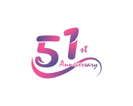 51th anniversary logo design, vector illustration Stock Illustration