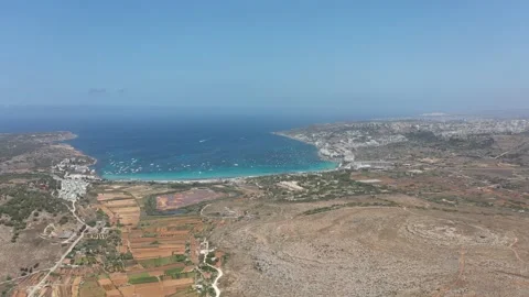 52 - Arial, Drone shot North part of Malta - Ghadira Bay Stock Footage 134419831
