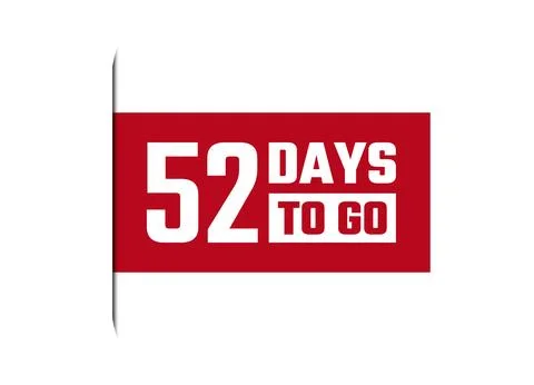 52 days to go red vector banner illustration isolated on white background Stock Illustration