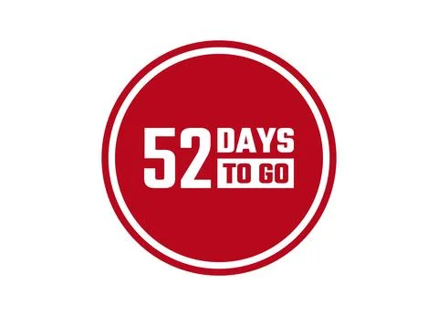 52 days to go red vector banner illustration isolated on white background Stock Illustration