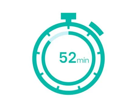 52 minutes timer icon, 52 min digital timer. Clock and watch, timer, countdow Stock Illustration