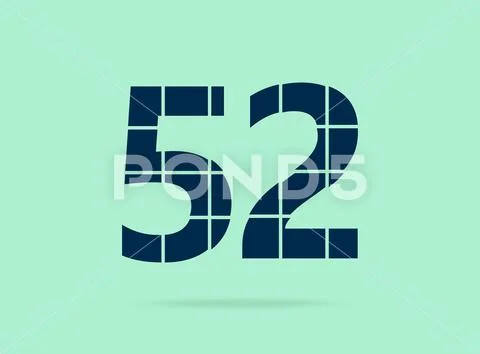 52 number, vector desing font. Made of knife cut. For logo, brand label ...