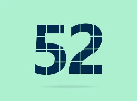 52 number, vector desing font.  Made of knife cut. For logo, brand label, des Stock Illustration