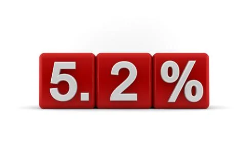 5.2 percent in white numbers on red cubes Stock Illustration