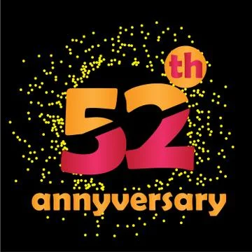 52 Year Anniversary Vector Template Design Illustration - Vector Stock Illustration