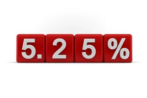 5.25 percent in white numbers on red cubes Stock Illustration