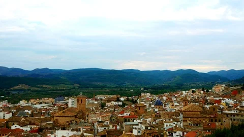 528 Panoramic 4k time laspe with a romantic old fortified city at dusk Stock Footage 91481213