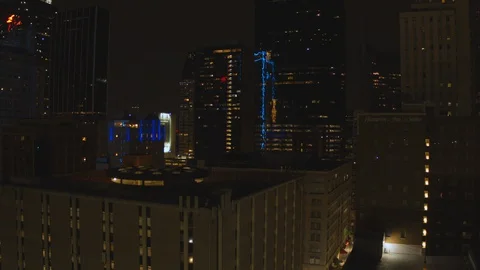 5.2k Evening Skyline Slow Crane Up Wide Stock Footage 130171043