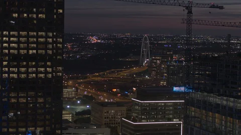 5.2k Push Skyline Downtown Stock Footage 129979278