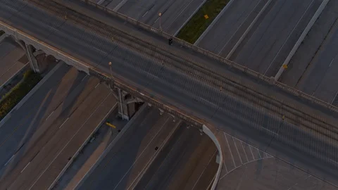 5.2k Tilt up Traffic Sunset Stock Footage 129973477
