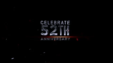 52th Anniversary celebration with silver text on dark background Vídeos de archivo 343669005