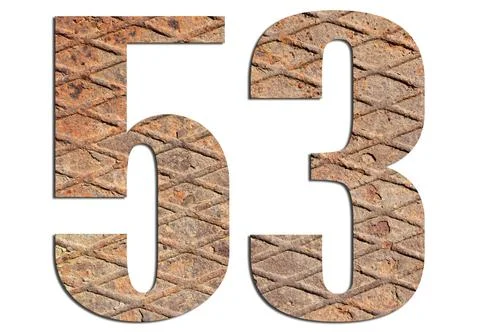 53  with metal texture on white background Stock Photos