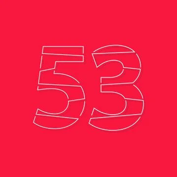 53 number, linear stroke font. Modern trendy, creative style design. For logo Stock Illustration