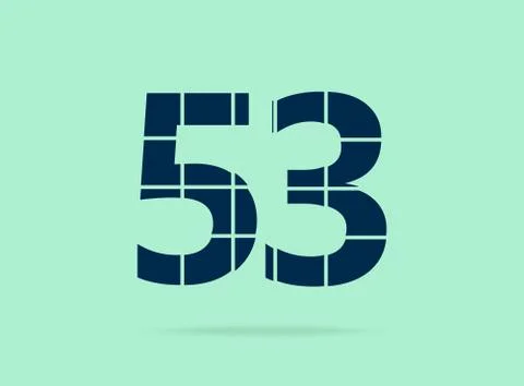53 number, vector desing font.  Made of knife cut. For logo, brand label, des Stock Illustration