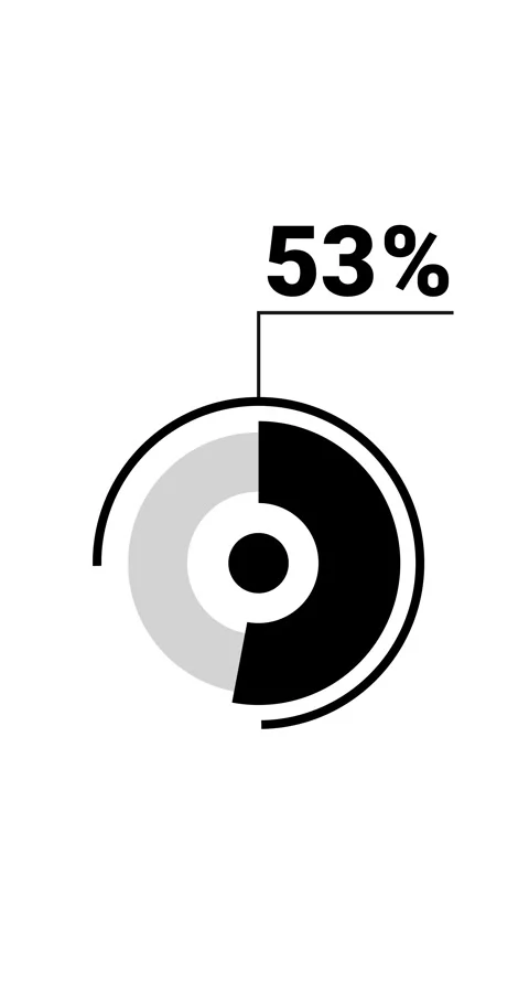 53 percent vertical donut chart. Circle round infographic, graphic animatio.. Stock Footage 285645235