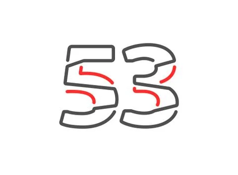 53 vector number. Modern trendy, creative style line design. For logo, brand  Stock Illustration