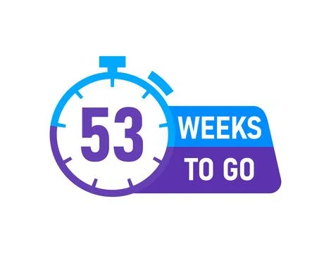 53 Weeks to go labels on white background Stock Illustration