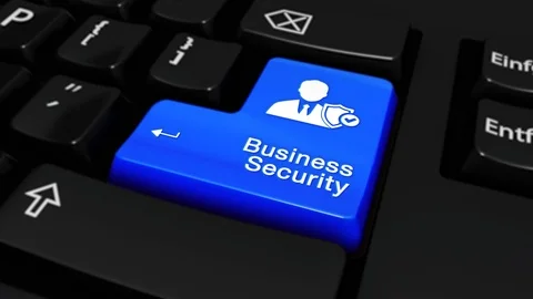 538. Business Security Round Motion On Computer Keyboard Button. Stock Footage 95397813