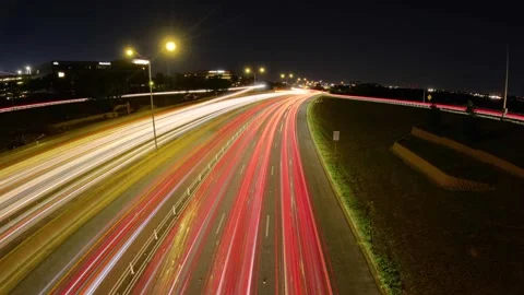 5.3K Backing Plate View - Brilliant timelapse car trails timewarp over highway Stock Footage 241201133