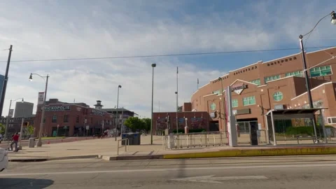 5.3K Driving Plate Driver's Side View of Bricktown in downtown Oklahoma City Stock Footage 244358106