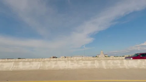 5.3K Driving Plate Driver's Side View Oklahoma State Capitol I-235 Oklahoma City Stock Footage 244359912