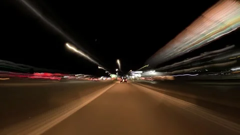 5.3K Driving Plate Front View -Driving nighttime timelapse timewarp view Stock Footage 241199999