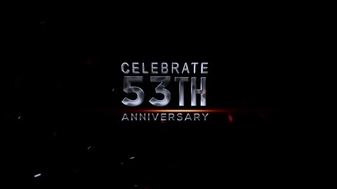 53th Anniversary celebration with silver text on dark background Video stock 343669008