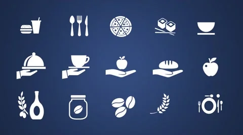 54 animated icons with food. Only shapes. ~ After Effects #57658508