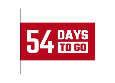 54 days to go red vector banner illustration isolated on white background Stock Illustration