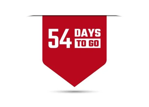 54 days to go red vector banner illustration isolated on white background Stock Illustration