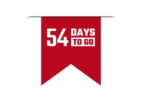 54 days to go red vector banner illustration isolated on white background Stock Illustration