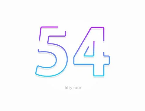 54 number, outline stroke gradient font. Trendy, dynamic creative style desig Stock Illustration