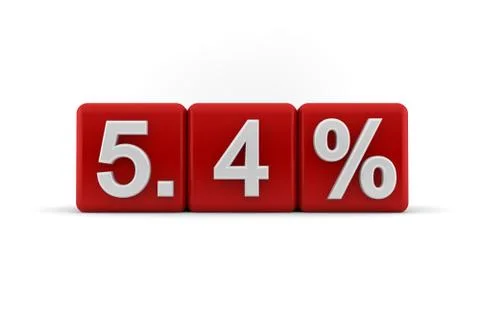 5.4 percent in white numbers on red cubes Stock Illustration