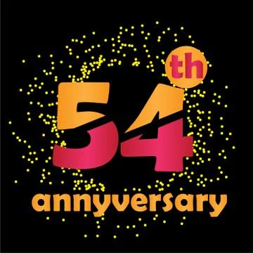 54 Year Anniversary Vector Template Design Illustration - Vector Stock Illustration