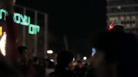 541 pan from crowd in a public gathering to the stage Stock Footage 10943127
