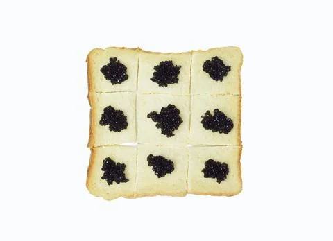 5440Bread with black caviar Stock Photos