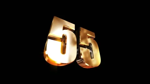 55, 3d golgen text number on black background 스톡 동영상 127697591