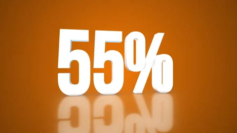55% 3D Text spinning on an orange background. 360 Looped video. 4K Видео 276685072